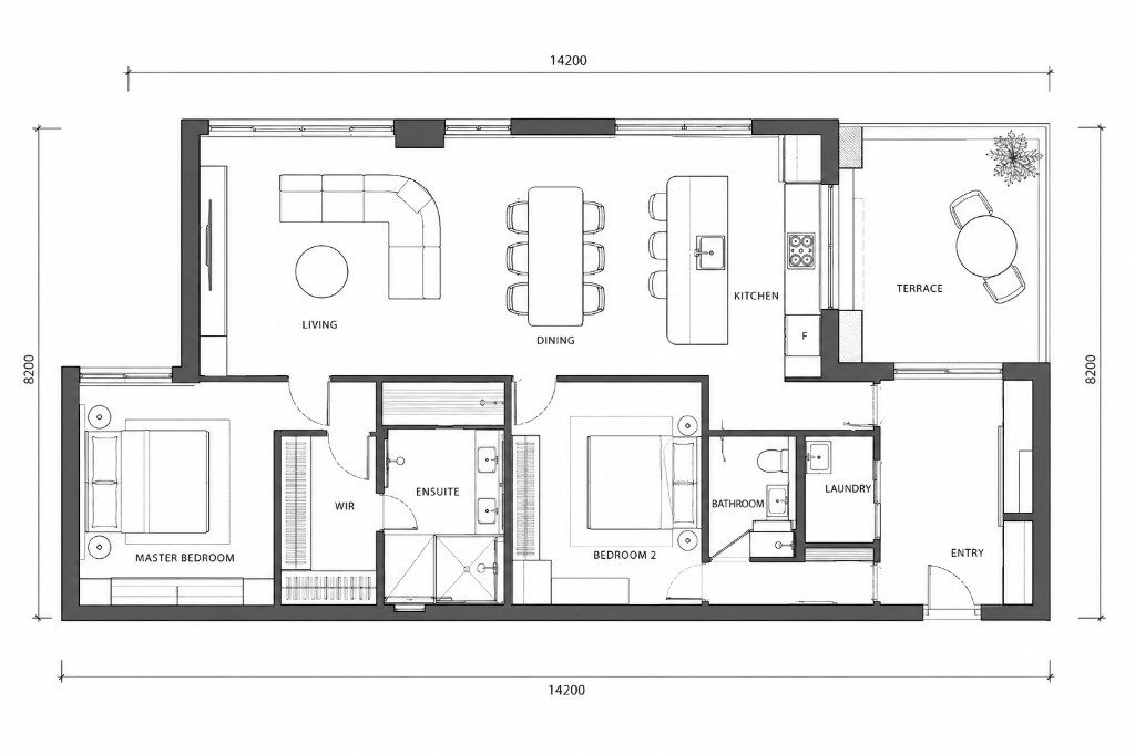 Architectural floor plan prepared for a Linehaus whole-home design